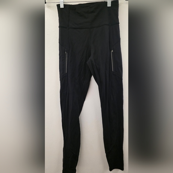 Athleta Pants - Athleta Rainier Tight XS Black Reflective Running Leggings Zip Pocket